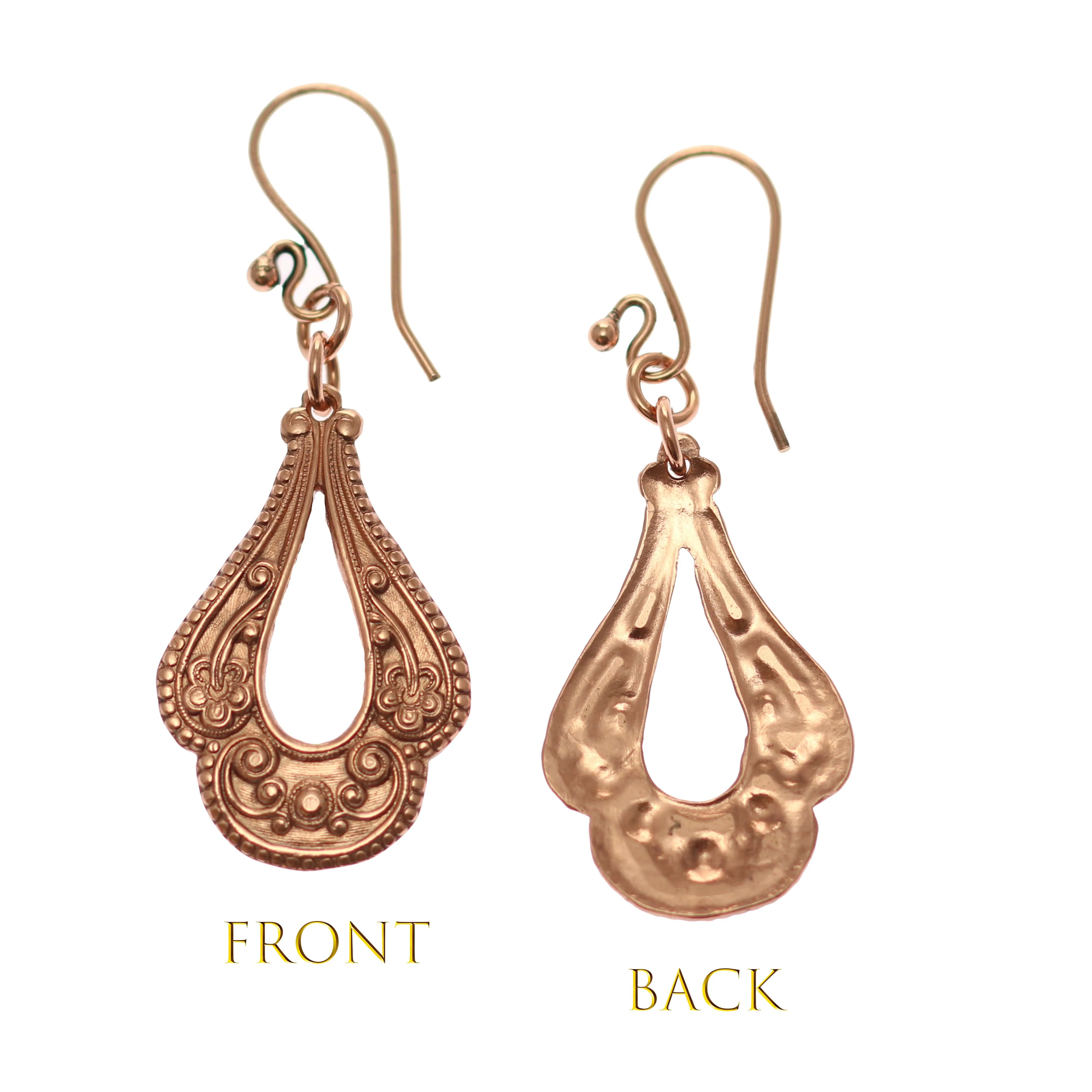 Victorian Open Teardrop Copper Earrings