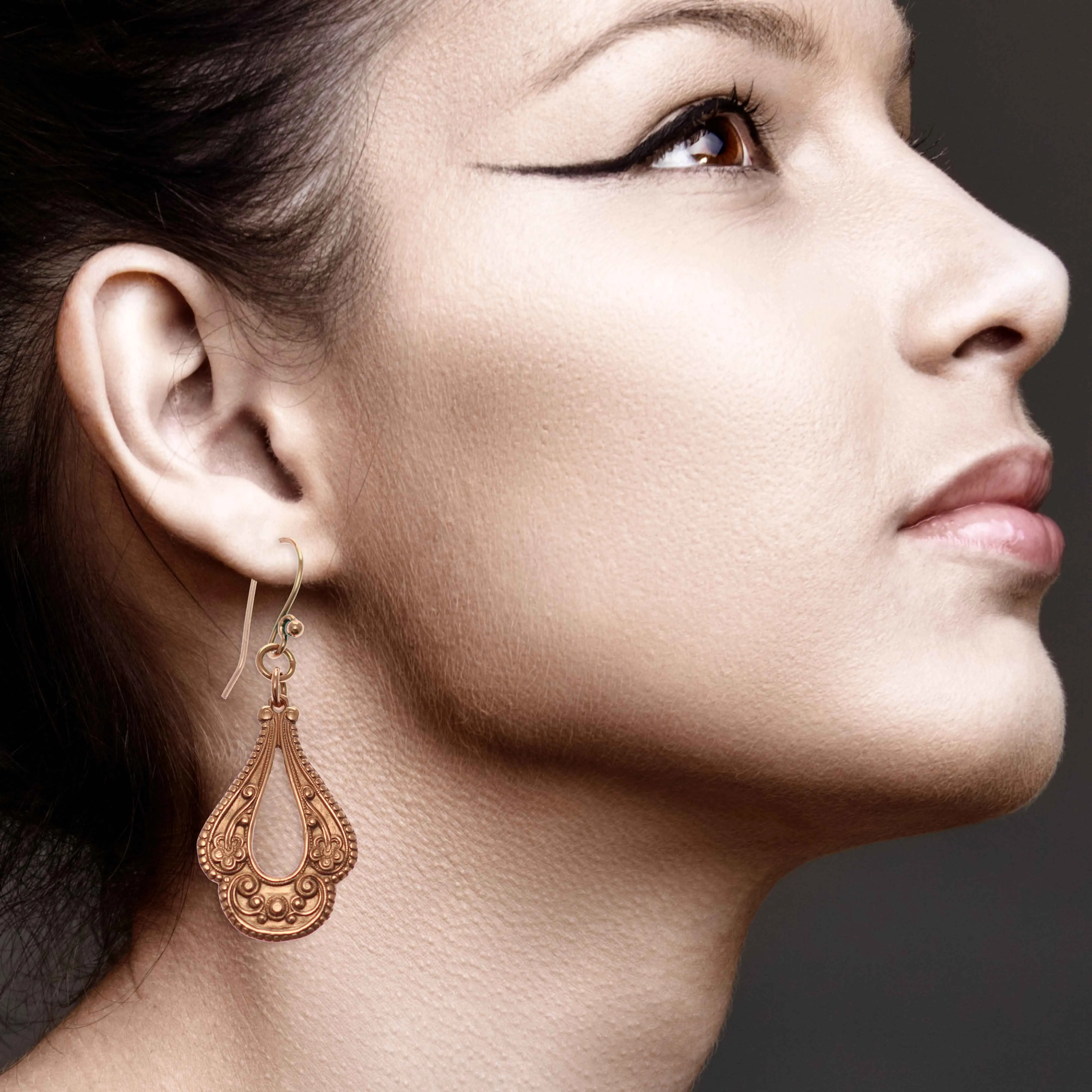 Victorian Open Teardrop Copper Earrings