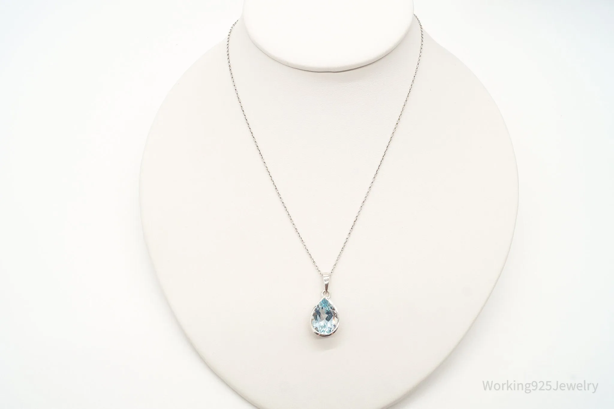 Vintage Blue Topaz Sterling Silver Necklace