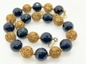 Vintage Choker with Black Beads and Filigree Beads
