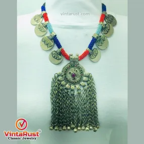 Vintage Coins Necklace With Dangling Pendant