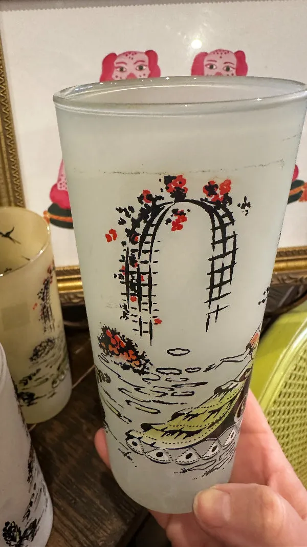 Vintage Glasses, Southern Belle, High Ball, Frosted, Set of 4