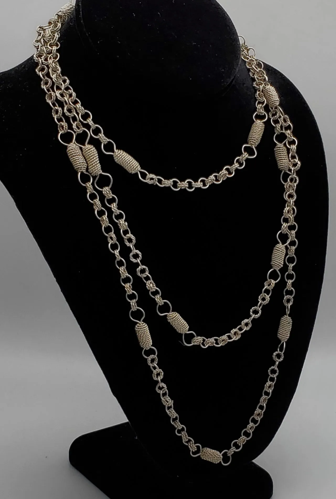 Vintage Handmade Filigree Chain Rope Necklace - 59"