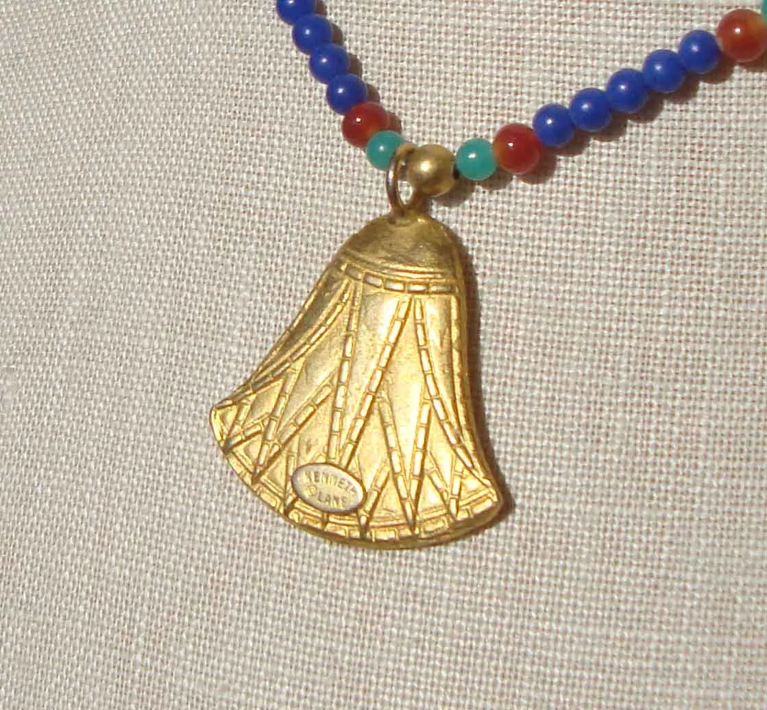 Vintage Kenneth Lane Egyptian Revival Lotus Pendant Necklace