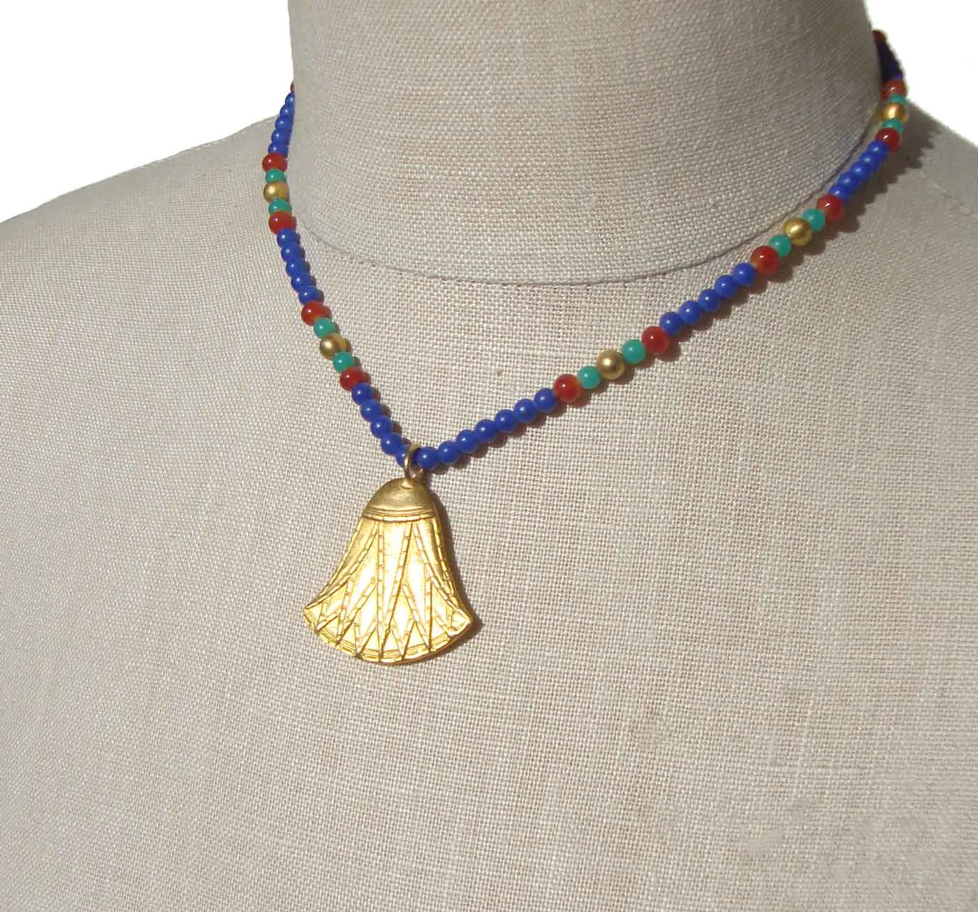 Vintage Kenneth Lane Egyptian Revival Lotus Pendant Necklace