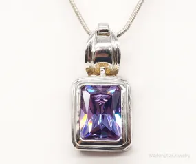 Vintage Large Purple Cubic Zirconia Sterling Silver Necklace