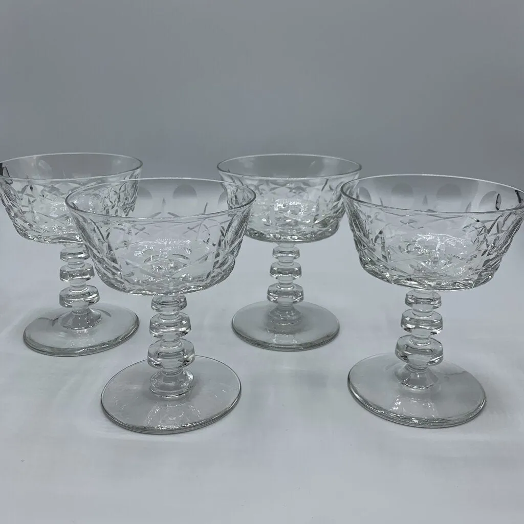 Vintage Rock Sharpe “Olive and Cross” Champagne Coupe Glasses Set of 4 /hg