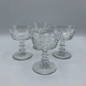 Vintage Rock Sharpe “Olive and Cross” Champagne Coupe Glasses Set of 4 /hg