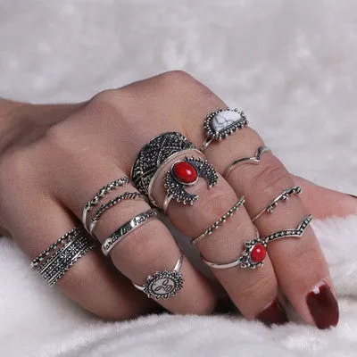 Vintage Sun and Moon Ring Set