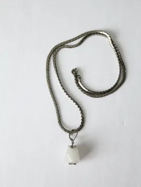 vintage white stone pendant necklace