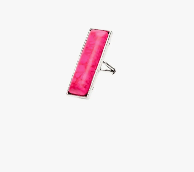 West & Co Silver Pink Stone Bar Ring R260PNK