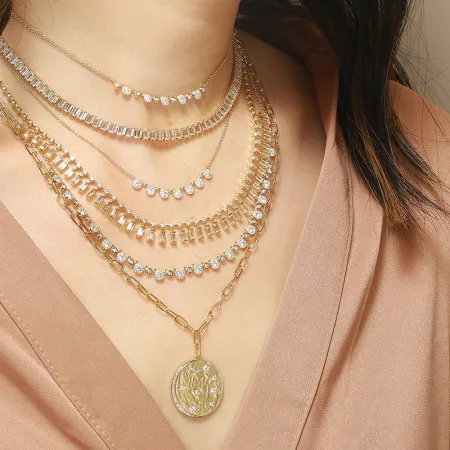 White Topaz Baguette Tennis Necklace