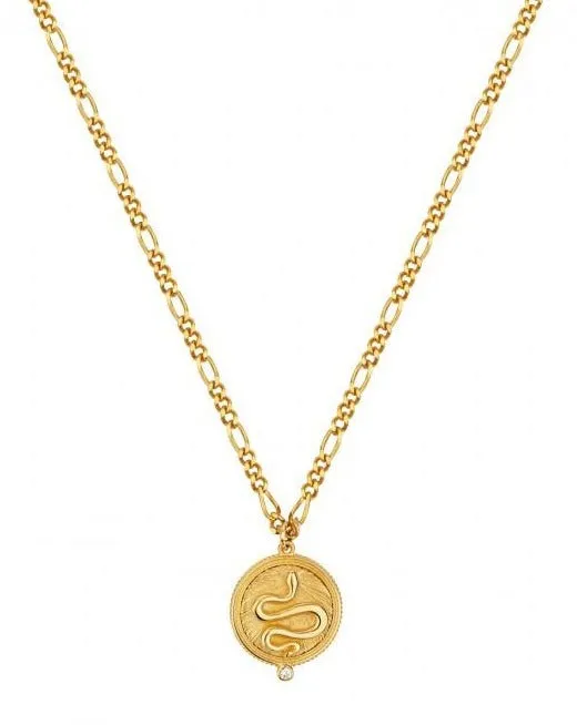 Wisdom Snake Necklace 22k GP White Zircon