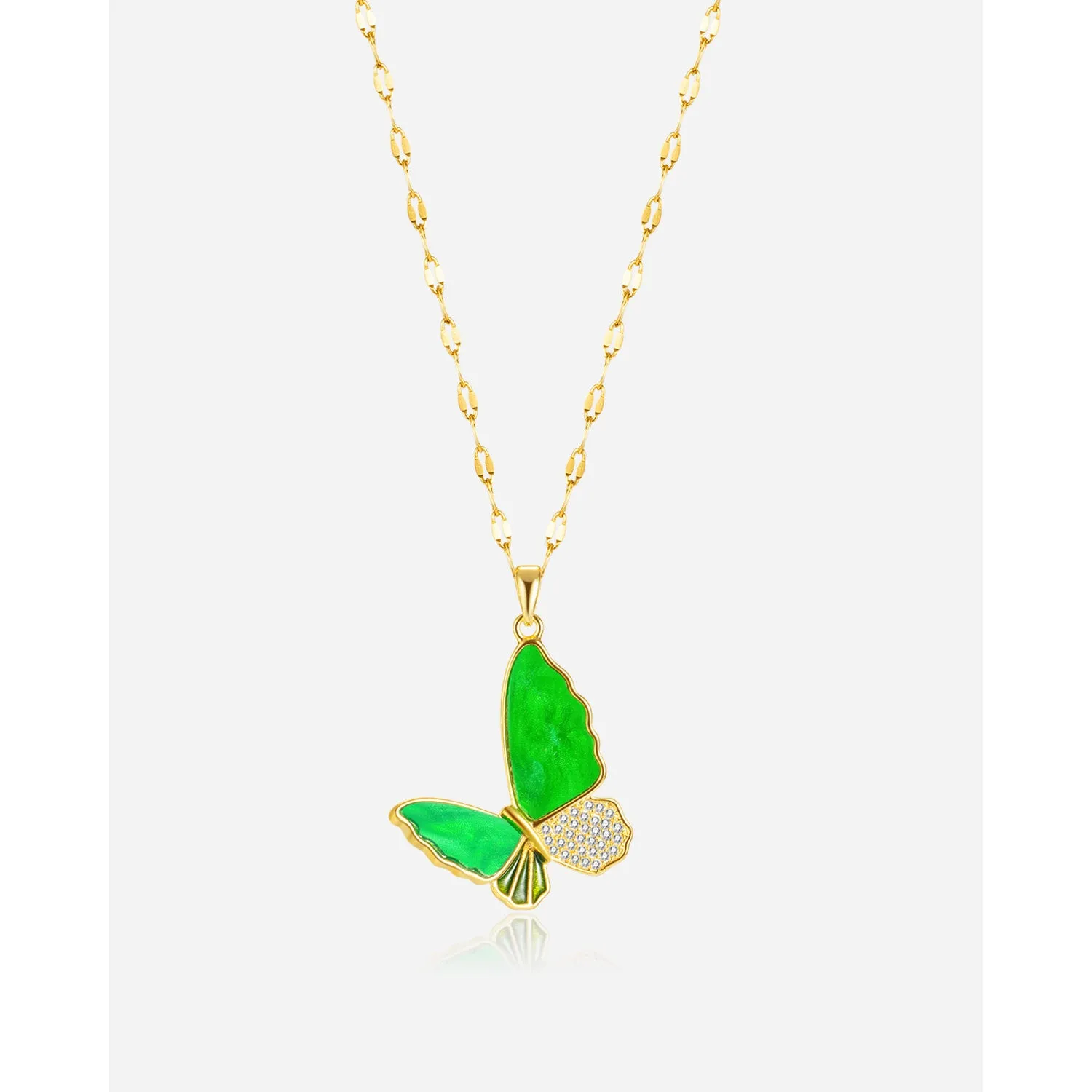 Women's Fashion Butterfly Jade Pendant Necklace