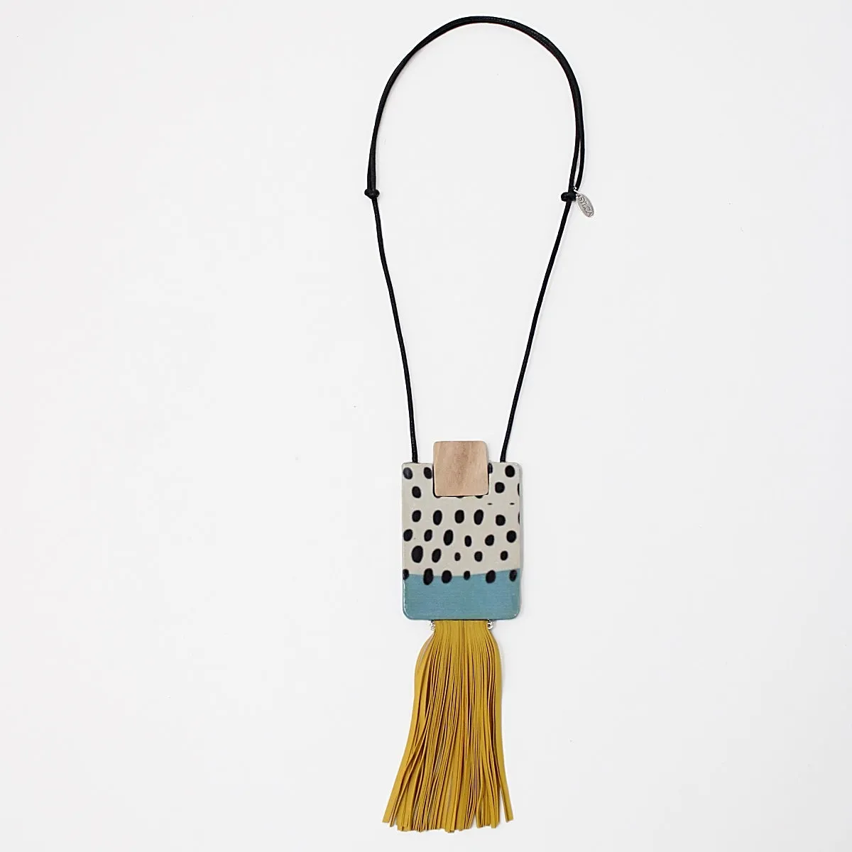Yellow Tassel Decoupage Zoey Necklace