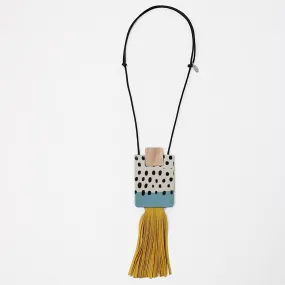 Yellow Tassel Decoupage Zoey Necklace
