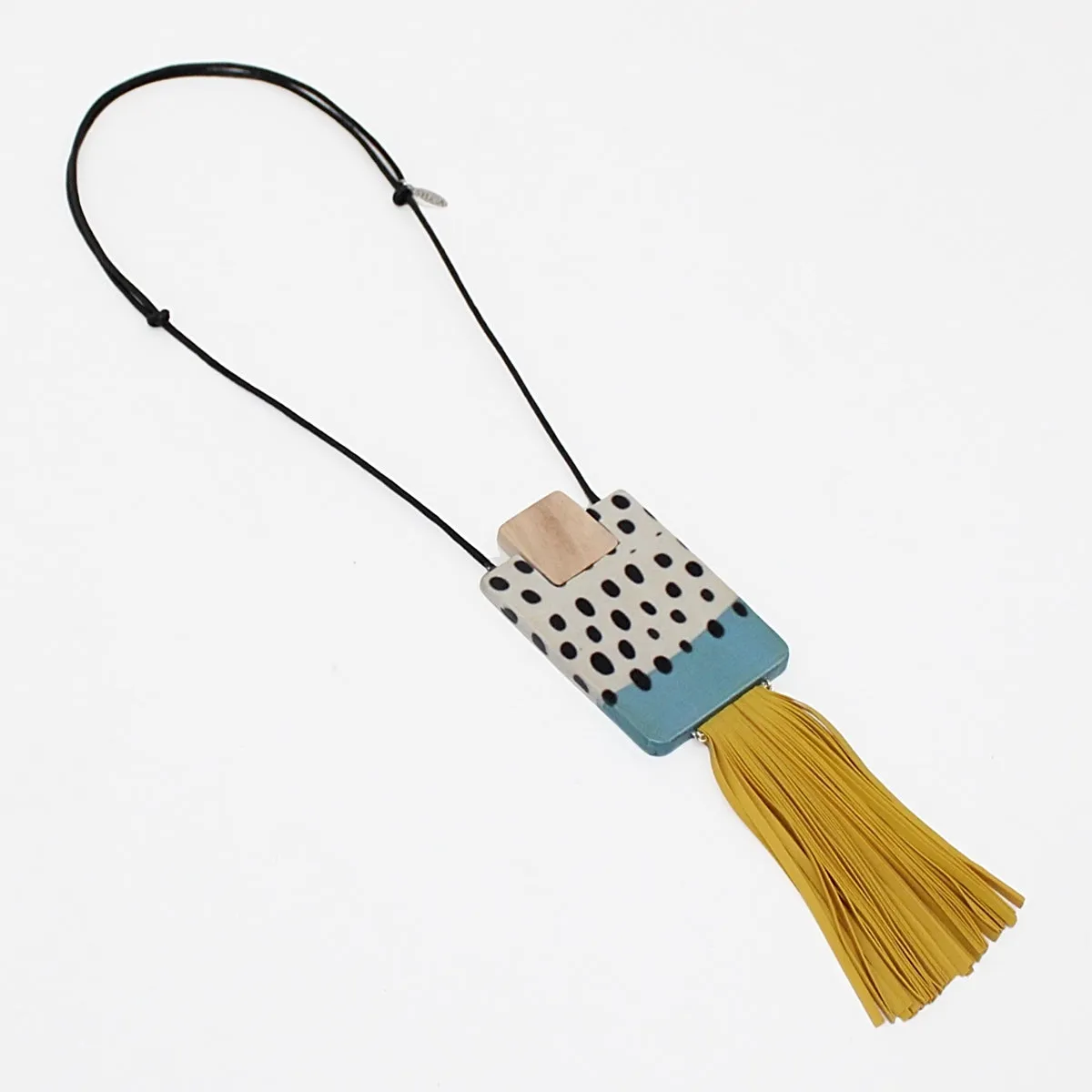Yellow Tassel Decoupage Zoey Necklace