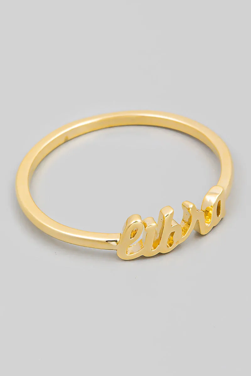 Zodiac Dainty Cursive Ring