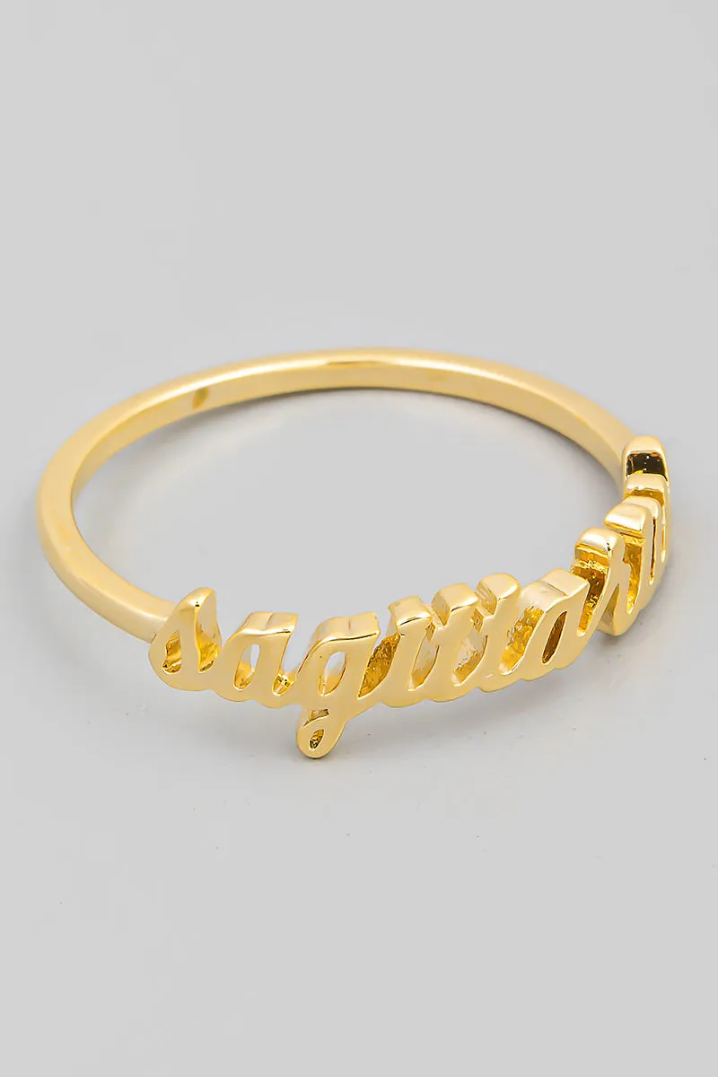 Zodiac Dainty Cursive Ring
