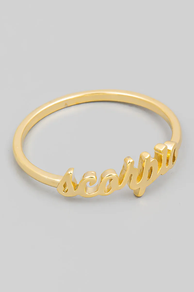 Zodiac Dainty Cursive Ring