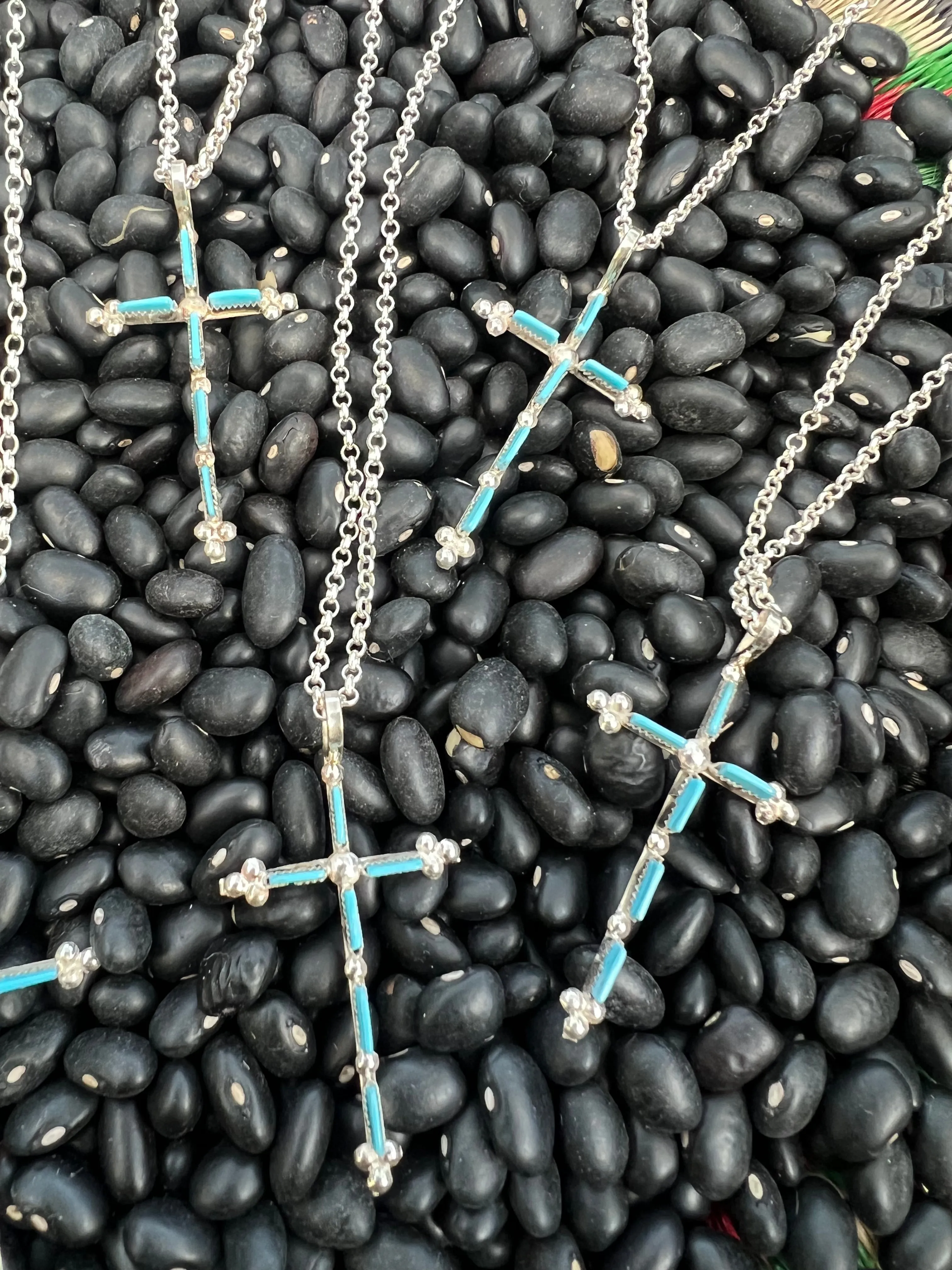 Zuni Needlepoint Turquoise Cross Necklace