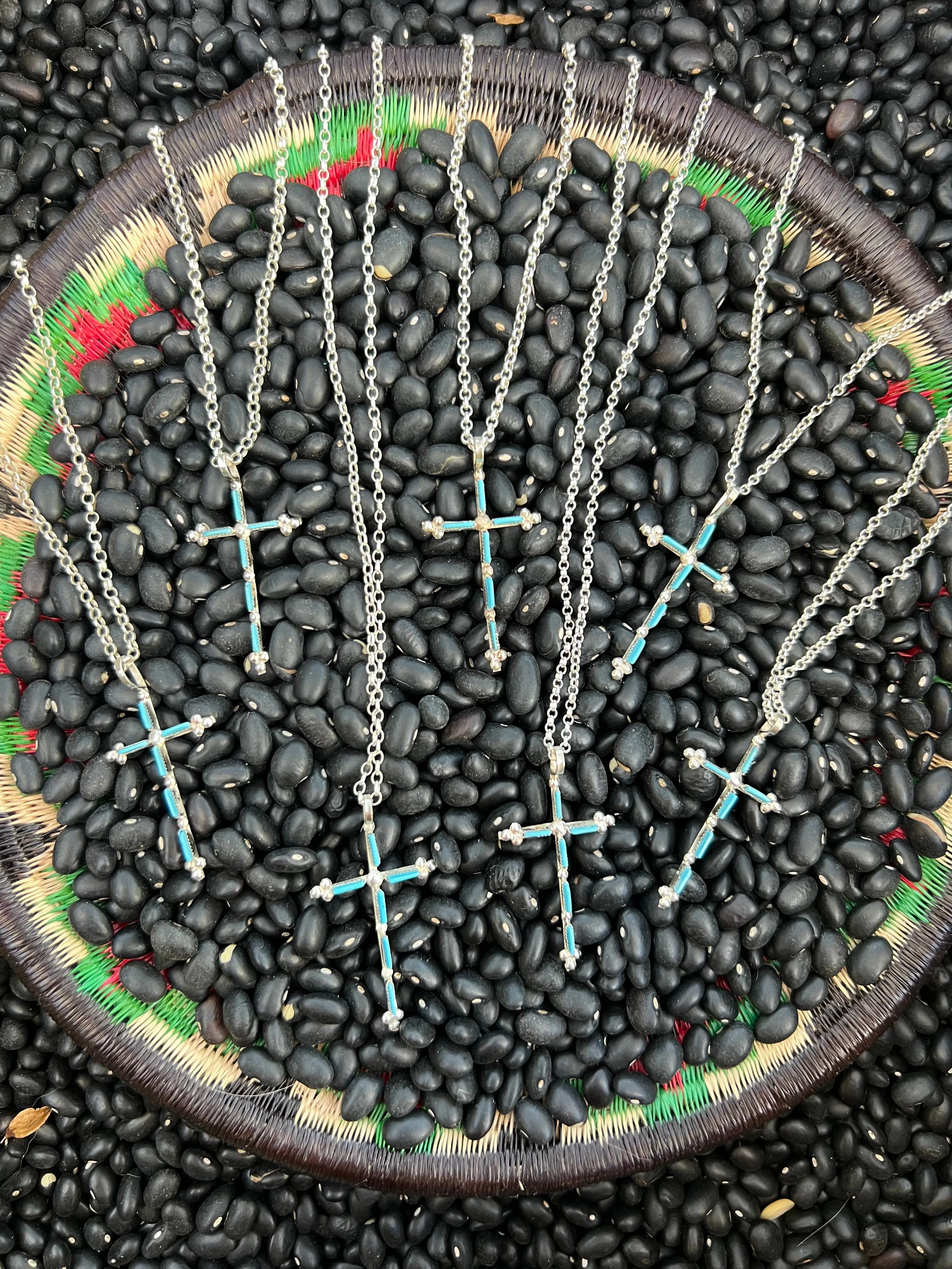 Zuni Needlepoint Turquoise Cross Necklace