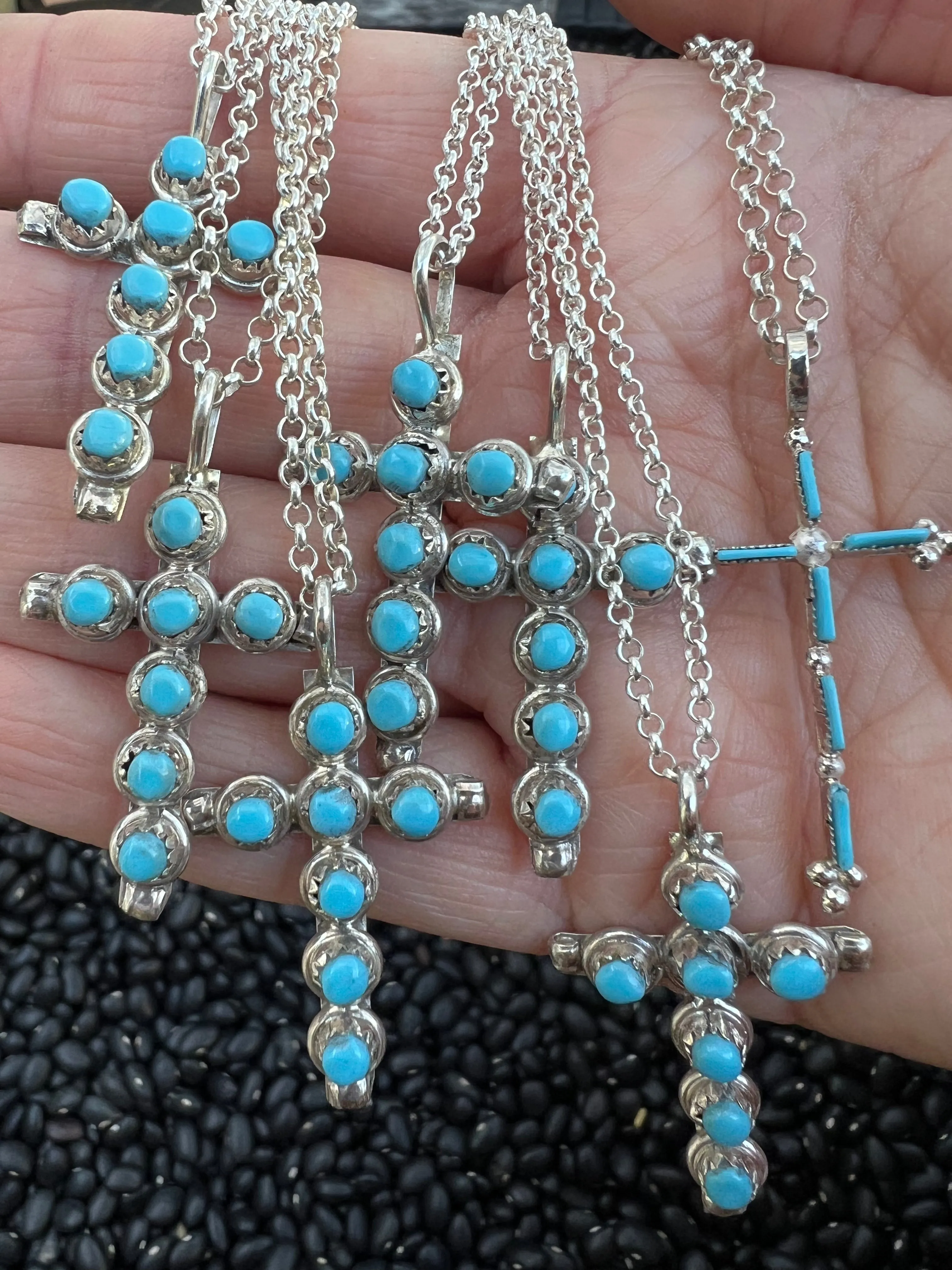Zuni Needlepoint Turquoise Cross Necklace
