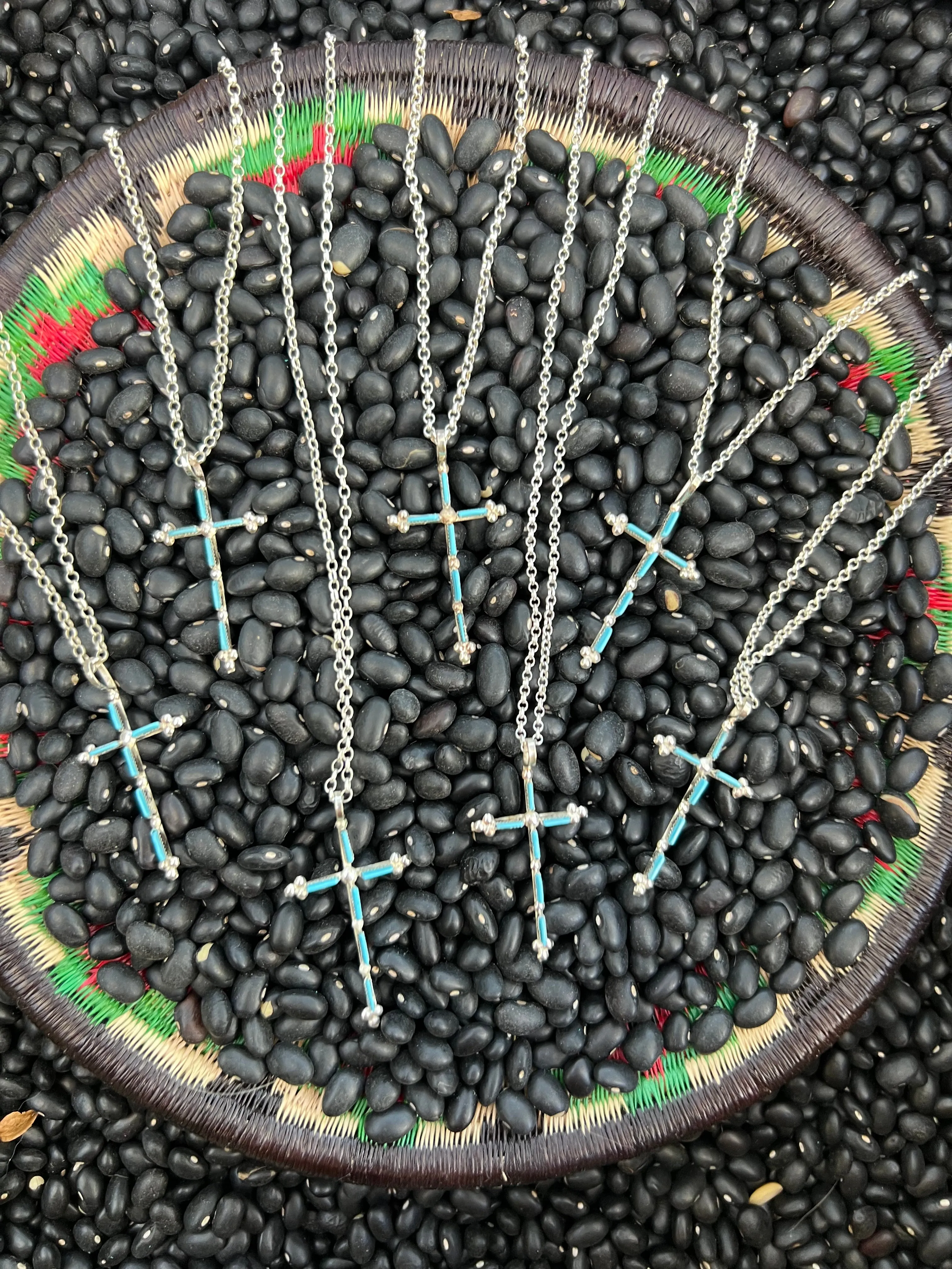 Zuni Needlepoint Turquoise Cross Necklace