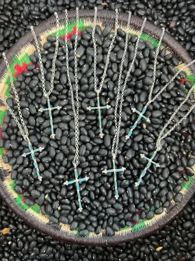 Zuni Needlepoint Turquoise Cross Necklace